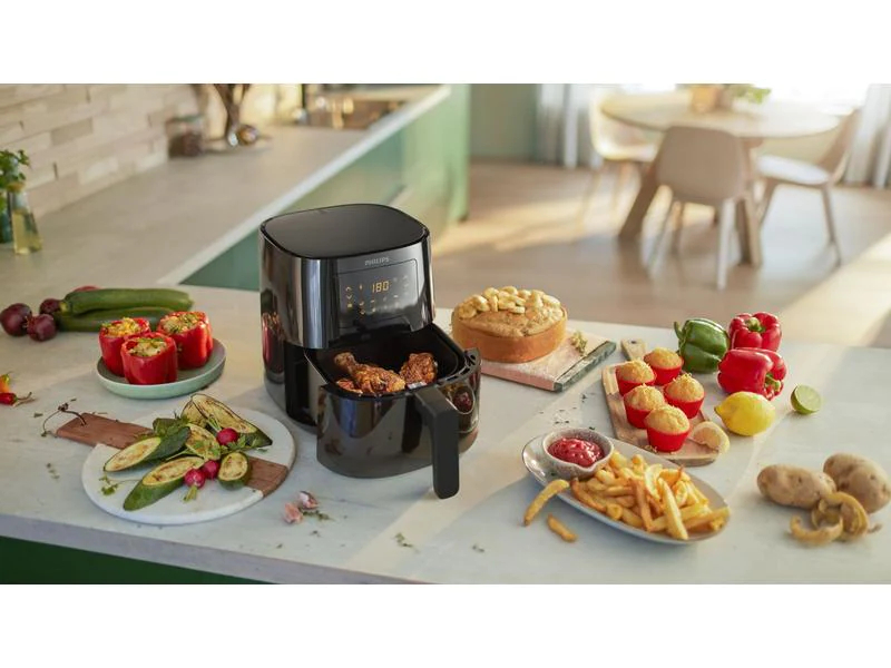 Philips Heissluft-Fritteuse Essential Airfryer 0.8 kg, Schwarz