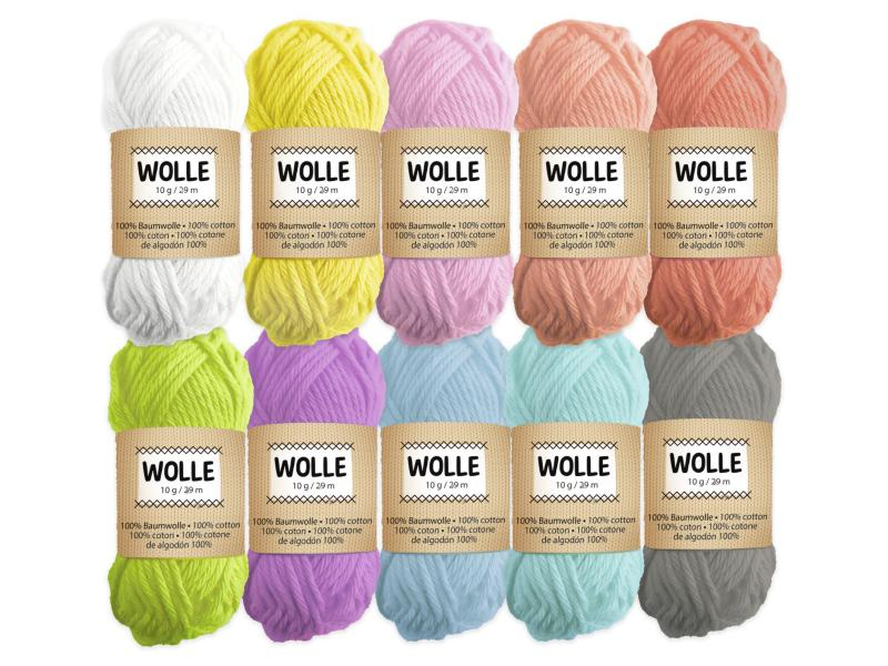 URSUS Wolle 29 m Pastell, 10-teilig, Packungsgrösse: 10 Stück, Länge: 29 m, Material: Baumwolle, Farbe: Mehrfarbig, Waschbar bei: 40 °C, Nadelstärke: 4 mm