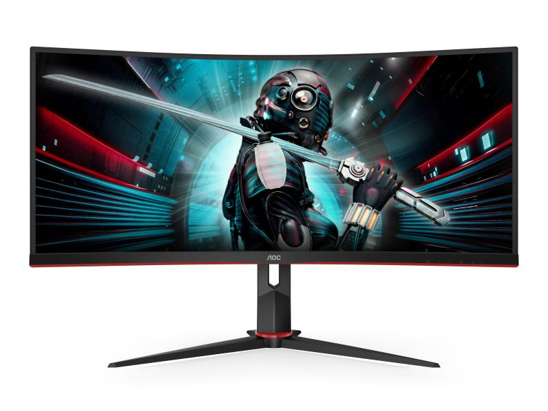 AOC CU34G2X/BK, 34 Zoll LED, 3440 x 1440 Pixel Full HD, 21:9, HDMI USB, Schwarz