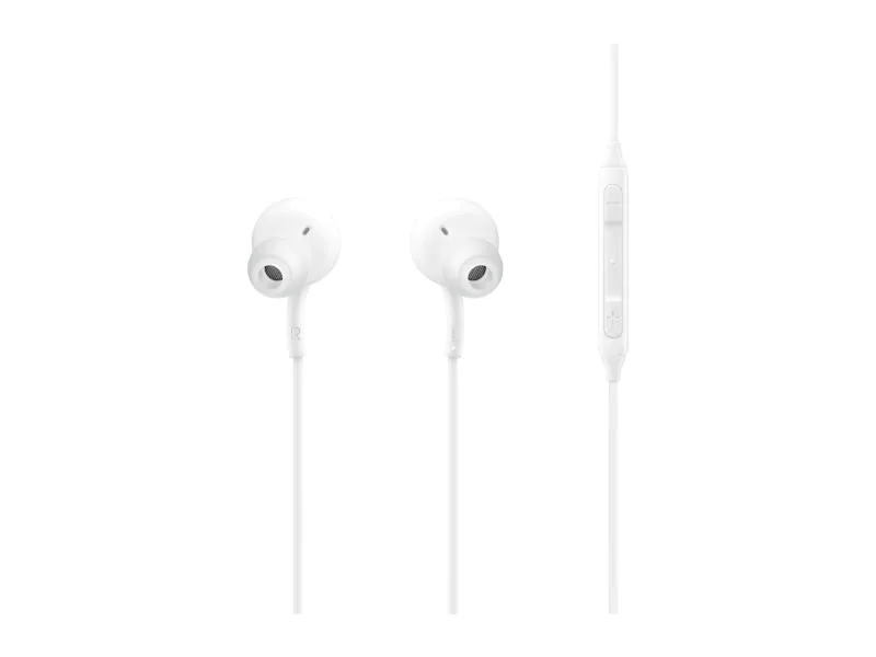 Samsung USB Type-C In-Ear-Kopfhörer EO-IC100, Verbindungsmöglichkeiten: USB Typ-C, Farbe: Weiss, Impedanz: 32 ?, Kopfhörer Trageform: In-Ear, Kopfhörer Bauform: Halboffen, Einsatzbereich: Lifestyle, Kopfhörer Ausstattung: Inline-Fernbedienung; Anruf-