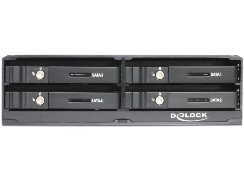 Delock 5.25"-Einbaurahmen 4x 2.5? SATA HDD/SSD Hot-Swap, Lock, Zubehörtyp: HDD/SSD Montageset