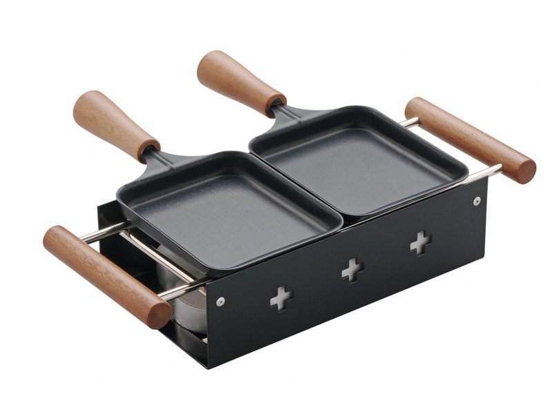 TTM Teelicht-Raclette Twiny Cheese noir, Farbe: Schwarz, Form: Rechteck, Anzahl Teelichte: 4 ×, Material: Stahl