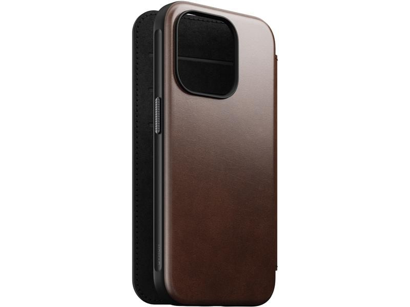 Nomad Modern Horween Leather Folio iPhone 15 Pro Rostbraun