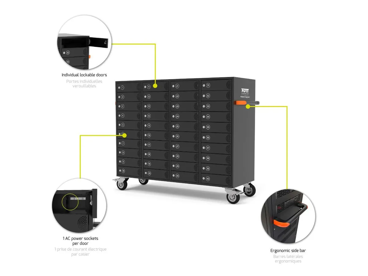 PORT Charging Cabinet Indiv.Doors 901969 40 Tablets/Notebooks