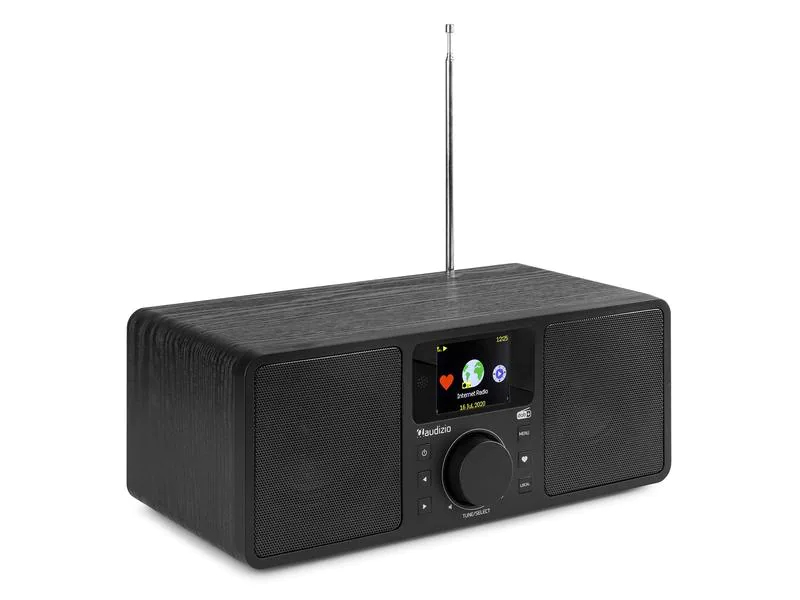 Audizio Internet Radio Rome Schwarz, Radio Tuner: Internetradio, DAB+, FM, Stromversorgung: Netzbetrieb, Farbe: Schwarz, Ausstattung: Weckfunktion, Bluetooth, WLAN, Typ: Tischradio