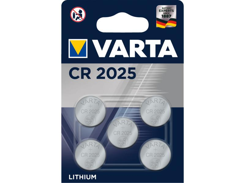 Varta Knopfzelle CR2025 5 Stück, Batterietyp: Knopfzelle, Verpackungseinheit: 5 Stück