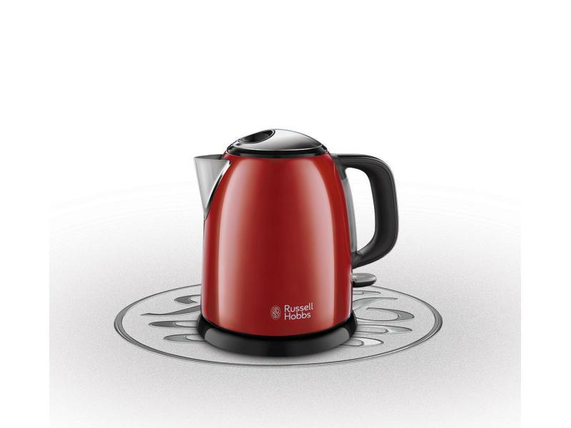 Russell Hobbs Wasserkocher 24992-70 Colours Plus 1 l, Rot, Farbe: Rot, Leistungsaufnahme Betrieb: 2400 W, Material: Edelstahl; Kunststoff, Füllmenge: 1 l, Ausstattung: 360 Grad Sockel; Kontrolleuchten; Deckelverriegelung; Wasserstandsanzeige; Kalkfilter;