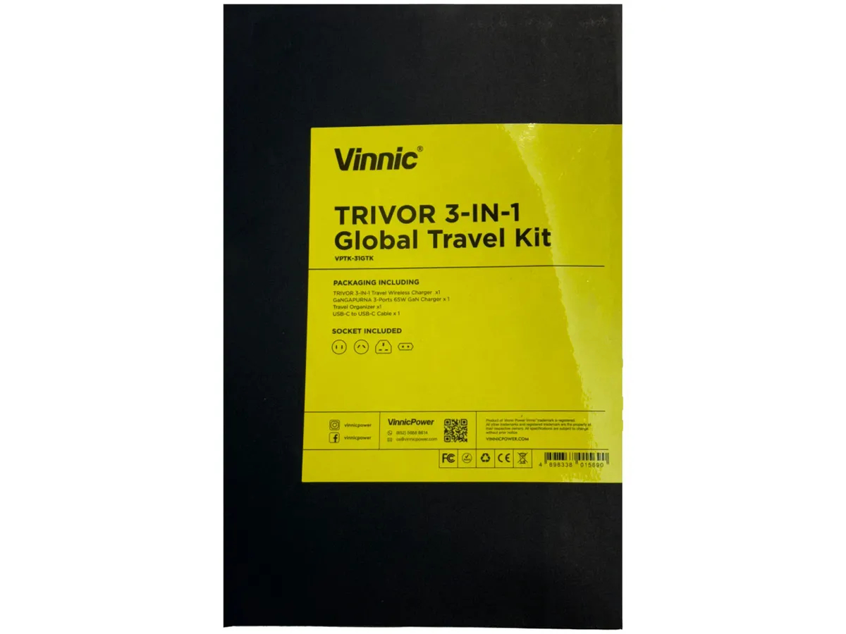 VINNIC Trivor 3-in-1 VPTK-31GTK Global Travel Kit, Black