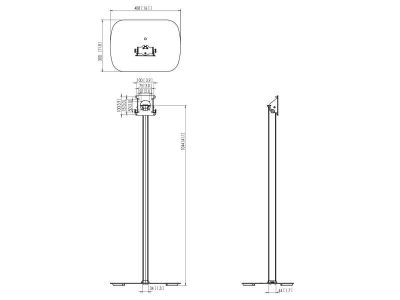 Vogel's Standfuss PTA 3101B Schwarz, Eigenschaften: Neigbar, Abschliessbar, Unsichtbare Kabelführung, Höhenverstellbar: Nein, Maximale Bildschirmgrösse: 10 ", Farbe: Schwarz, Maximale Tragkraft: 3 kg