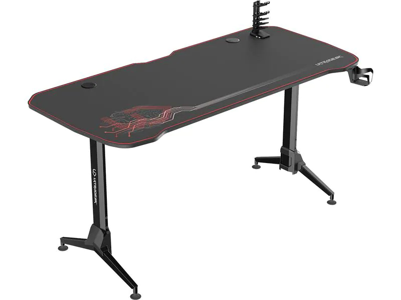 Ultradesk Gaming Tisch Grand Rot, Beleuchtung: Nein, Höhenverstellbar: Ja, Detailfarbe: Rot, Material: Stahl
