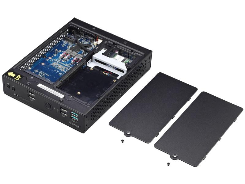 Shuttle Barebone XPC slim DS10U5 Schwarz, Prozessortyp: Intel Core i5-8265U, Arbeitsspeicher Bauform: SO-DIMM, Anzahl Erweiterungsschnittstellen: 1, Kühlungstyp: Passiv, Arbeitsspeicher-Typ: DDR4, Anzahl Laufwerkschächte: 1 ×