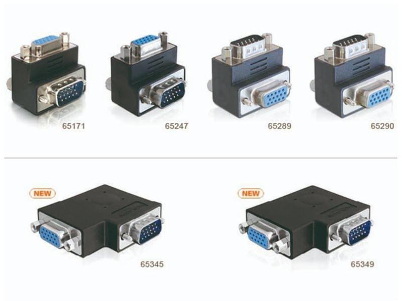 DeLock Winkeladapter 90°, VGA - VGA, (m-f) seitlich gewinkelt, Typ: Winkeladapter, Videoanschluss Seite A: VGA, Videoanschluss Seite B: VGA