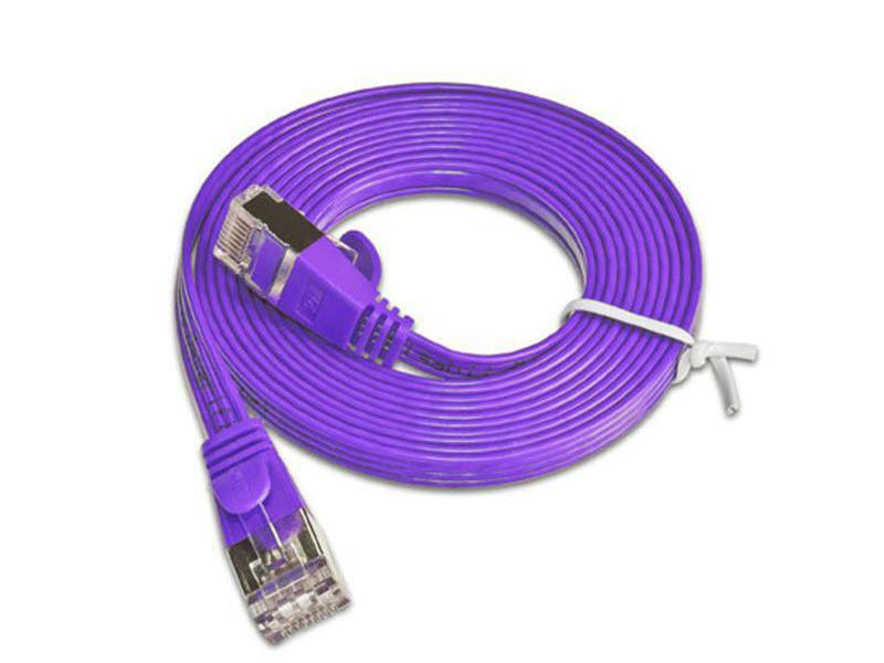 Wirewin Slimpatchkabel Cat 6, STP, 15 m, Violett, Farbe: Violett, Form: Flach, Zusatzfunktionen: Mit Klinkenschutz, Längenaufdruck auf Stecker, Länge: 15 m, Anschlüsse LAN: RJ45 - RJ45, Produkttyp: Slimpatchkabel