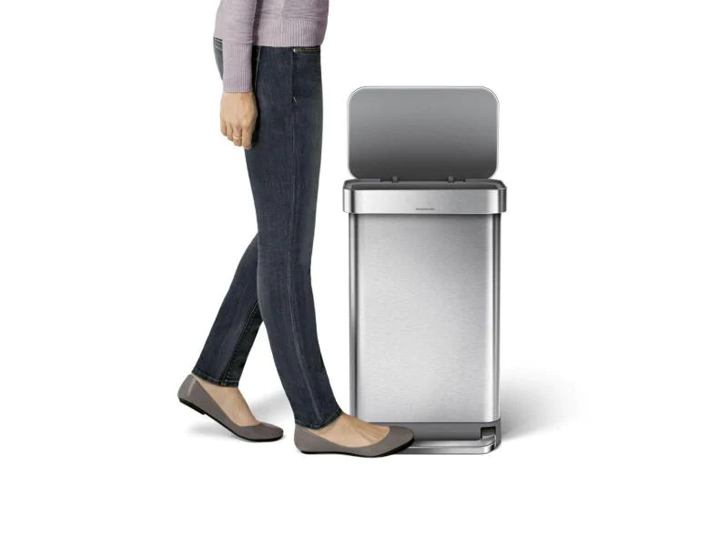 Simplehuman Treteimer CW2024 45 Liter, silber, Anzahl Behälter: 1, Farbe: Silber, Eimertyp: Treteimer, Form: Rechteck, Material: Edelstahl, Fassungsvermögen: 45 l