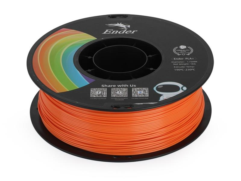 Creality Filament PLA+ Orange, 1.75 mm, 1 kg, Material: PLA (Polylactid Acid), Detailfarbe: Orange, Materialeigenschaften: Hitzebeständig, Gewicht: 1 kg, Durchmesser: 1.75 mm