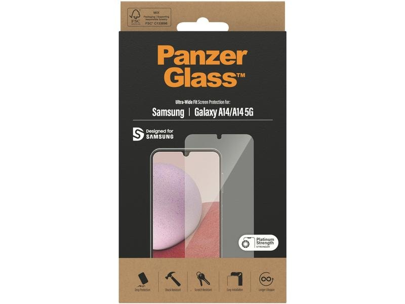 Panzerglass Displayschutz Classic Fit Galaxy A14 / A14 5G, Mobiltelefon Kompatibilität: Galaxy A14 5G, Galaxy A14, Folien Effekt: Kristallklar, Flexibel, Stossfest, Kratzfest, Verpackungseinheit: 1 Stück, Kompatible Hersteller: Samsung