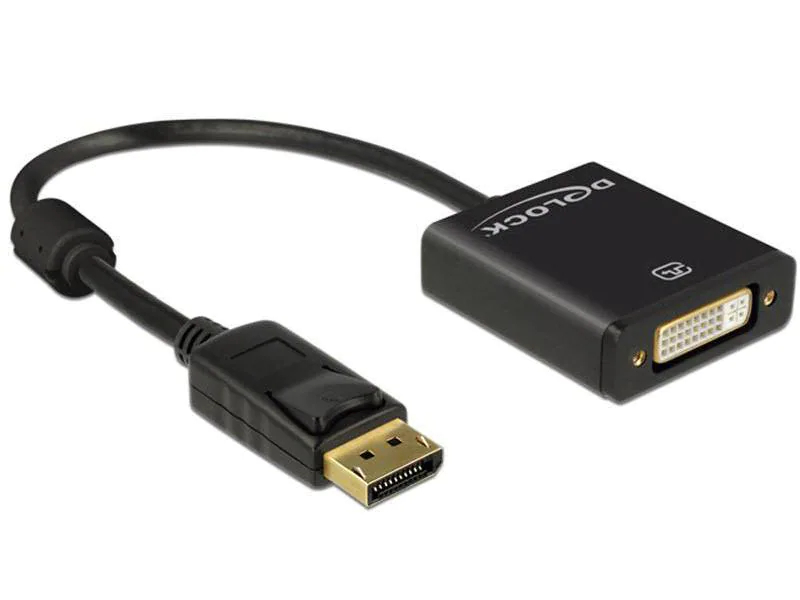 DeLock Adapterkabel DP - DVI-I, 4K Schwarz, Typ: Adapterkabel, Videoanschluss Seite A: DisplayPort, Videoanschluss Seite B: DVI-I, 0.2m