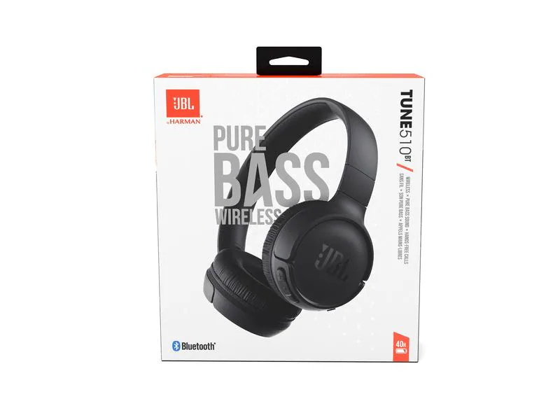 JBL Wireless On-Ear-Kopfhörer TUNE 510 BT Schwarz, Farbe: Schwarz, Kopfhörer Ausstattung: Sprachsteuerung, On-Ear-Regler, Verbindungsmöglichkeiten: Bluetooth, Einsatzbereich: Lifestyle, Impedanz: 32 ?, Kopfhörer Trageform: On-Ear