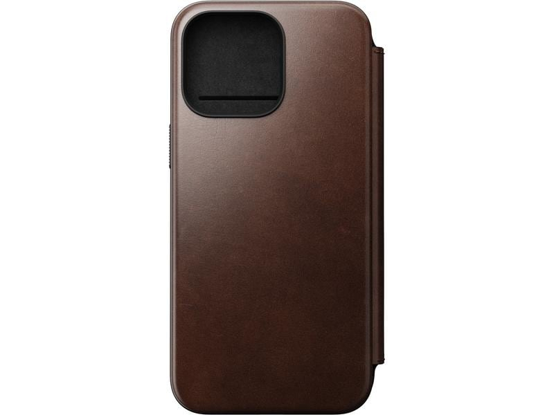 Nomad Modern Horween Leather Folio iPhone 15 Pro Max Rostbraun