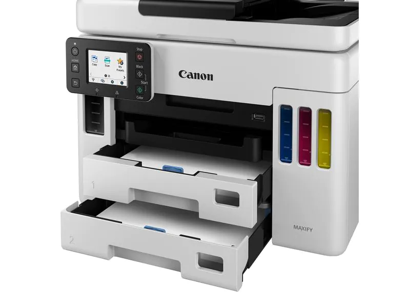 Canon Multifunktionsdrucker MAXIFY GX7050, Druckertyp: Farbig, Drucktechnik: Tintenstrahl, Total Fassungsvermögen Papierzuführungen: 600 Seiten, Mobildruck: Ja, Anzahl Papierzuführungen (maximal): 3, Druckgeschwindigkeit (farbig): 15.5 ppm