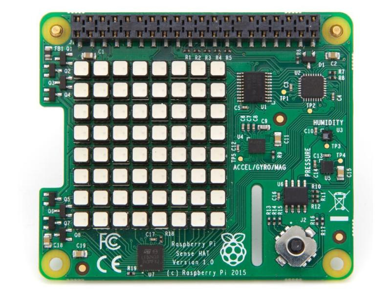 Raspberry Pi Sense HAT mit mehreren Sensoren Kompatibel zu: Raspberry Pi, Zubehörtyp: Sensor, Gyroskope, Beschleunigung, Druck, Temperatur, Feuchtigkeit. Mit 8x8 LED Matd 5 Knorix unpf Joystick.