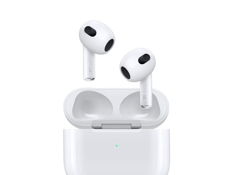 Apple AirPods 3. Generation Lightning Weiss, Detailfarbe: Weiss, Kopfhörer Ausstattung: On-Ear-Regler, Mikrofon, Verbindungsmöglichkeiten: Bluetooth, Aktive Geräuschunterdrückung: Nein, Einsatzbereich: Lifestyle, Impedanz: - ?