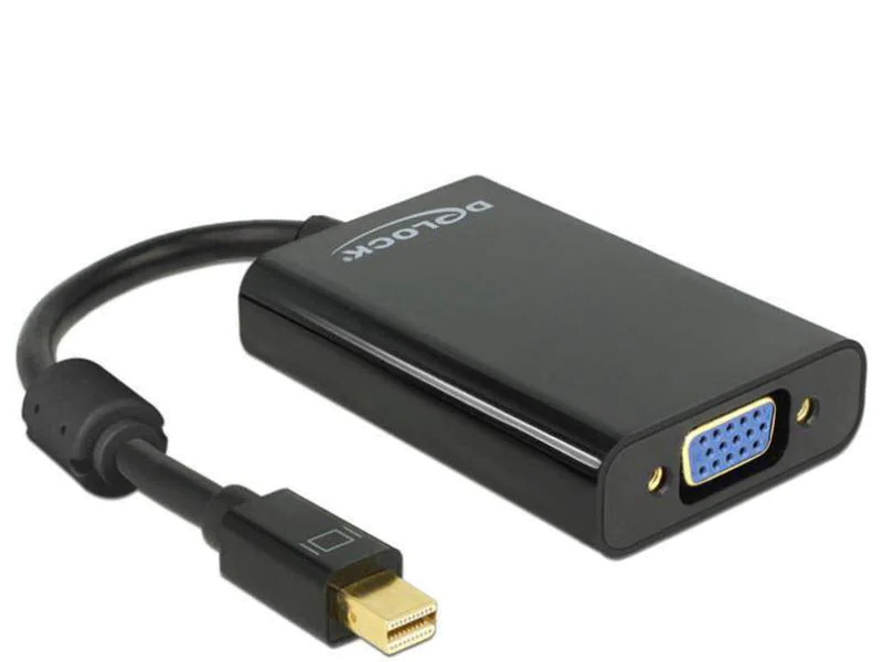 DeLock Adapter Mini-DisplayPort - VGA, Typ: Adapterkabel, Videoanschluss Seite A: Mini-DisplayPort, Videoanschluss Seite B: VGA, USB-MicroB für optionale Verstärkung