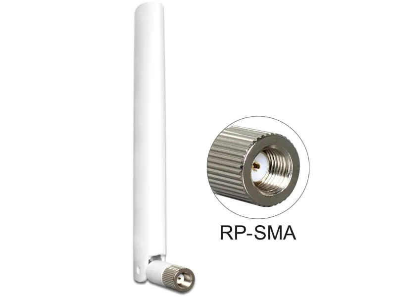 Delock WLAN-Antenne Dualband, 14cm 2dBi Gewinn, weiss, Abstrahlcharakteristik: Rundstrahl, Antennenanschluss: RP-SMA, Antennengewinn Max.: 2 dBi, Anwendungsbereich Antenne: Indoor, Anwendungszweck Antenne: WLAN, Durchmesser: 18.8 mm