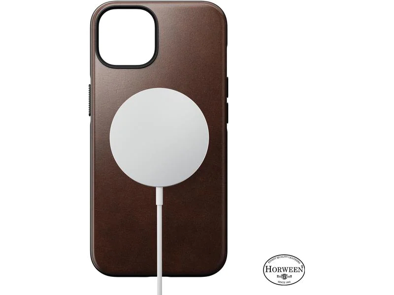 Nomad Back Cover Modern Leather Horween iPhone 14 Braun