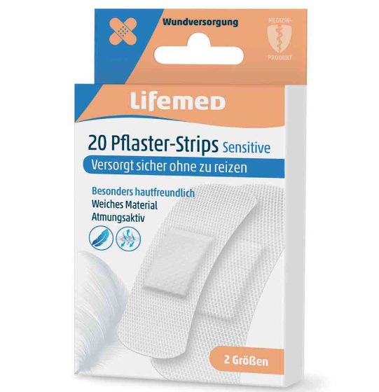Lifemed Pflaster-Strips "Sensitive", weiß, 20er