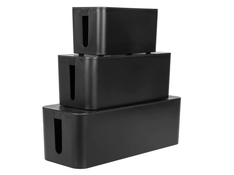 FTM Kabelbox 3er Set Schwarz, Breite: 160 mm, Länge: 40.5 cm, Tiefe: 135 mm, Anwendungsbereich: Indoor, Detailfarbe: Schwarz