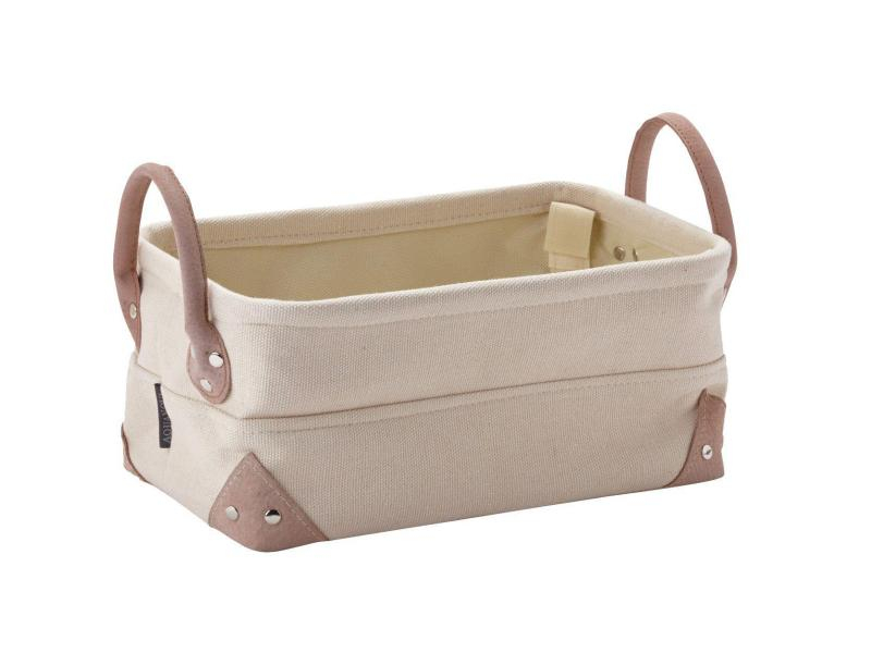 Aquanova Aufbewahrungskorb Lubin Beige, Breite: 32 cm, Höhe: 15 cm, Tiefe: 20 cm, Material: Kunststoff, Baumwolle, Leder, Farbe: Beige, Produkttyp: Aufbewahrungskorb