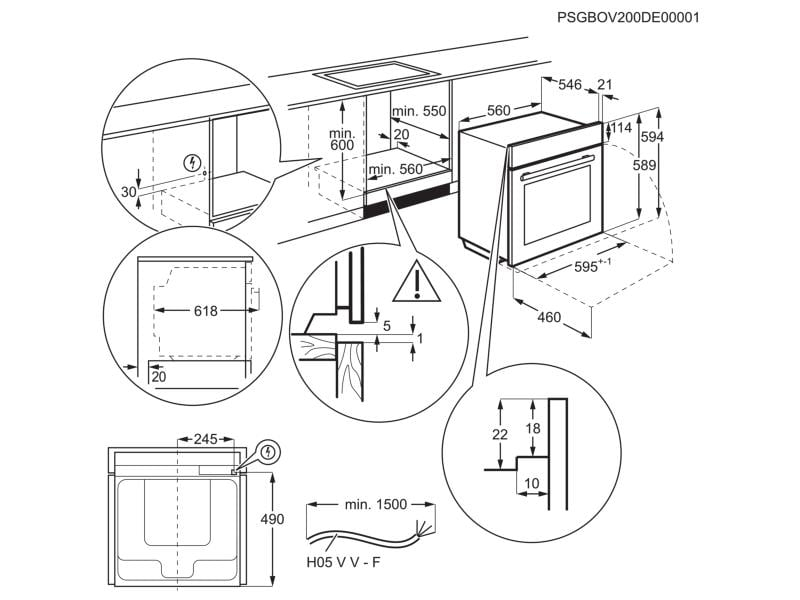 Electrolux Einbaubackofen EB6PL70KCN Chrom A++