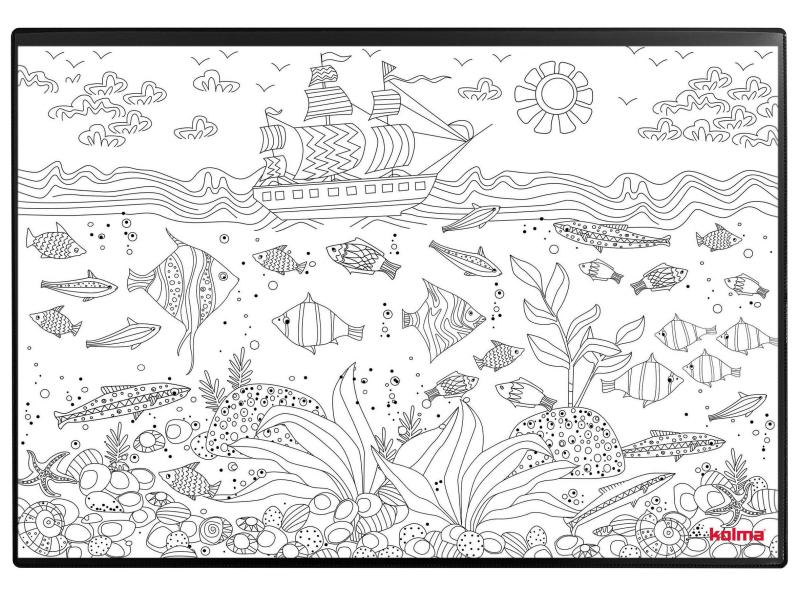 Kolma Schreibunterlage Undercover Poster Fische, 50 x 34 cm, Breite: 34 cm, Länge: 50 cm, Material: Polypropylen, Farbe: Schwarz, Weiss