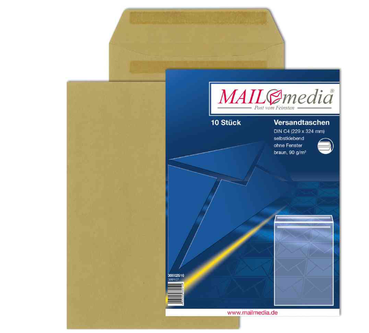 MAILmedia Versandtasche natron braun, C5, ohne Fenster