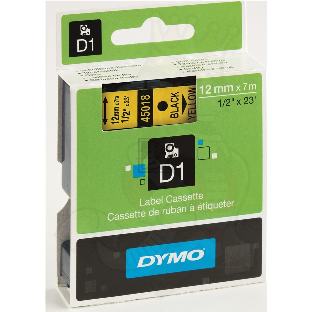 DYMO D1 Schriftbandkassette schwarz/gelb, 12 mm x 7 m