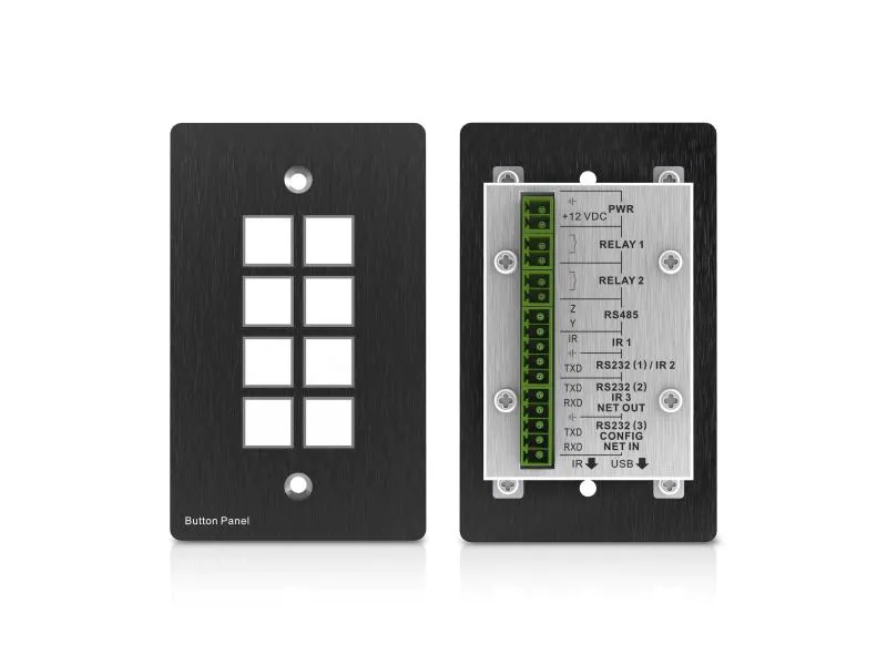 PureLink Bedienfeld PT-CON-WP8B Schwarz, Art: Schalterblende, Schnittstellen: RS-232, RJ-45 (100Mbps), 12 V DC Stecker, USB, Relay, Infrarot, RS-485