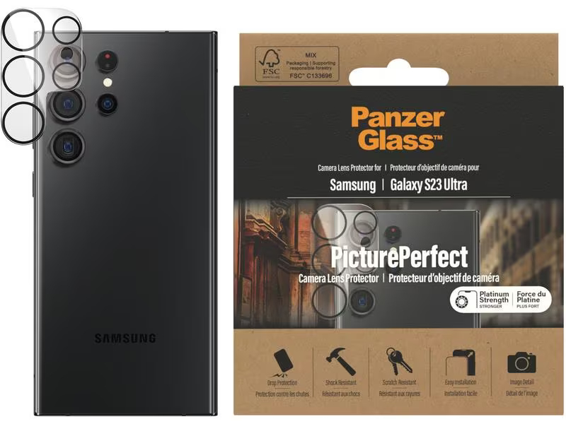 Panzerglass Camera Protector Samsung Galaxy S23 Ultra, Zubehörtyp Mobiltelefone: Kameraschutz, Detailfarbe: Transparent