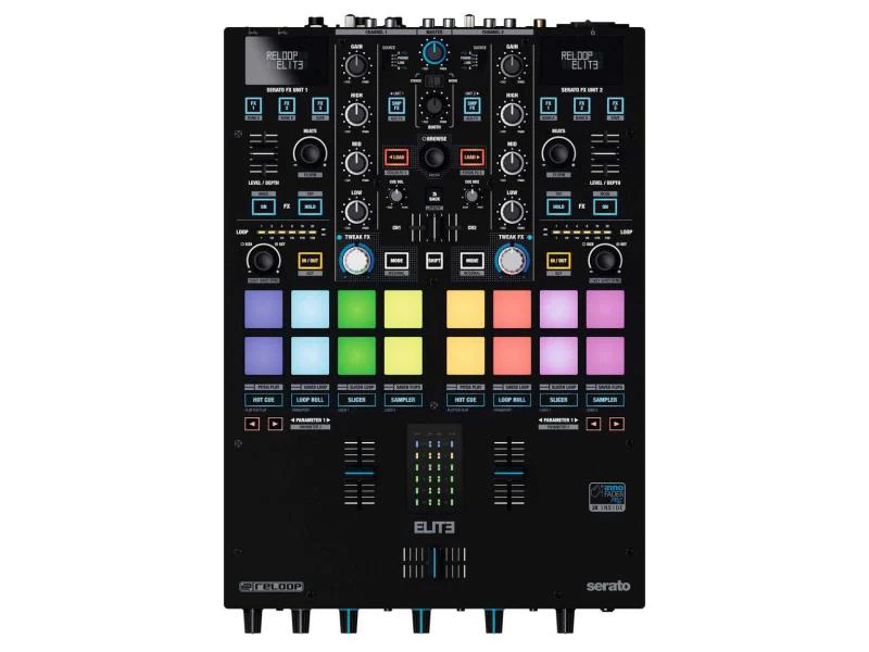 Reloop DJ-Mixer Elite, Bauform: Clubmixer, Signalverarbeitung: Digital, Anzahl Kanäle: 2