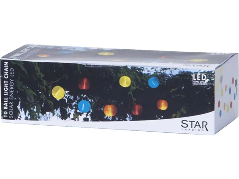 Star Trading LED Lichterkette Festival Solar 2.7 m, Betriebsart: Solarbetrieb, Farbe: Orange; Rot; Gelb; Blau, Aussenanwendung, Länge: 2.7 m, Anzahl Lampen: 10 ×