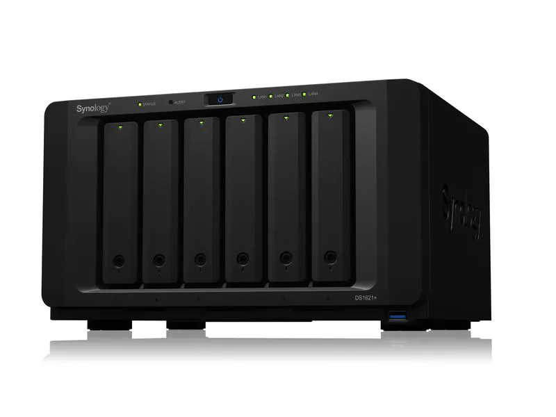 Synology NAS DS1621+ 6-bay NAS, Anzahl Laufwerkschächte: 6, Schacht abschliessbar: Nein, Speicherkapazität: 0 TB, Arbeitsspeicher erweiterbar: Ja, Schnittstellen: eSATA, Type-A USB 3.1 Gen 2, RAID: Ja