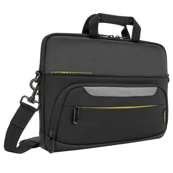 Targus Notebooktasche CityGear Topload Slim 14 ", Taschenart: Aktentasche, Tragemöglichkeit: Schultergurt; Tragegriff, Trolley-Band, Farbe: Schwarz, Bildschirmdiagonale: 14 ", Zusatzfächer: Reissverschlussvortasche; Organizer, Material: Polyester; Polyu