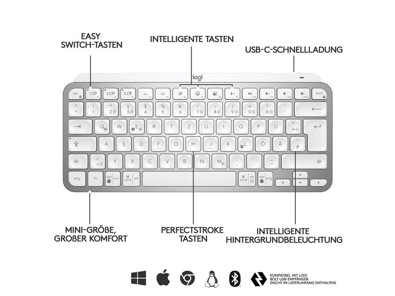 MXKEYS MINI WRLS ILLUMINATED KB PALE GREY - CH - CENTRAL  PC SG WRLS