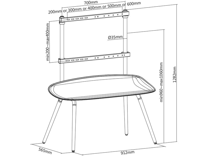 CE Standfuss My Wall HT25 Braun/Grau/Schwarz, Eigenschaften: Kabelführung, Höhenverstellbar: Nein, Maximale Bildschirmgrösse: 70 ", Farbe: Braun, Schwarz, Grau, Maximale Tragkraft: 40 kg