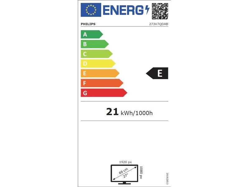 Philips 273V7QDAB, 27 Zoll LED, 1920 x 1080 Pixel Full HD, 16:9, VGA HDMI, Schwarz