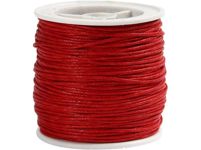 Creativ Company Baumwollband 1 mm gewachst, Länge: 40 m, Durchmesser: 1 mm, Farbe: Rot, Schmuckband-Art: Baumwollband
