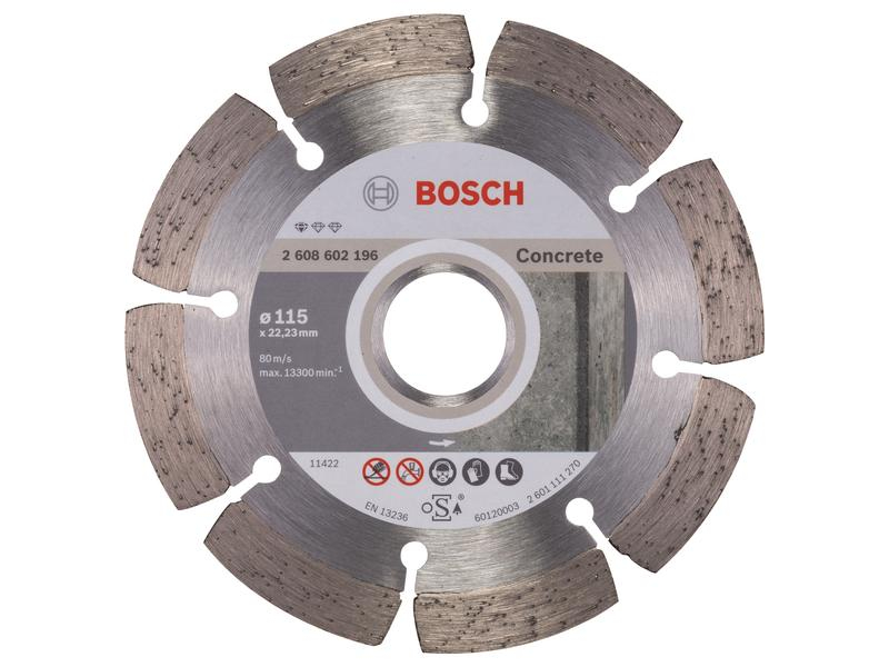 Bosch Professional Diamanttrennscheibe Standard for Concrete, 11.5 cm x 1.6 mm, Zubehörtyp: Diamanttrennscheibe, Durchmesser: 115 mm, Für Material: Beton, Set: Nein