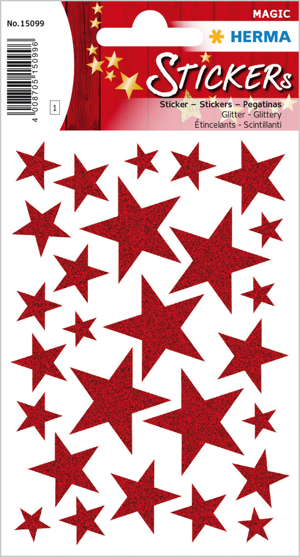 HERMA Sticker Sterne 15099 rot 27 Stück /1 Blatt