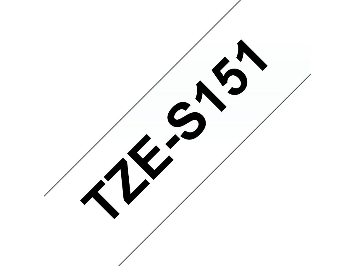 Brother Beschriftungsband TZe-S151 stark haftend Schwarz auf Transparent 24 mm