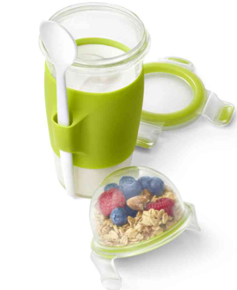 emsa Yoghurt Mug CLIP & GO, mit Löffel und Toppingbehälter